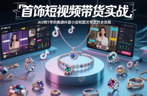首饰短视频带货实战，从0到1带你跑通抖音小店和图文带货的全流程-虚拟资源库