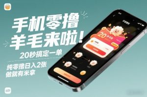 手机零撸薅羊毛来啦!20秒搞定一单,纯零撸日入2张,做就有米拿【揭秘】-虚拟资源库