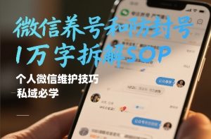 微信养号和防封号1万字拆解SOP,个人微信维护技巧,私域必学【文档】-虚拟资源库