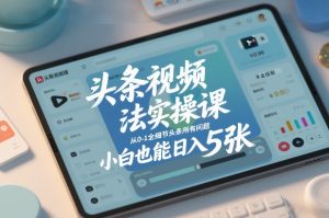 头条视频玩法实操课,从0-1全细节头条所有问题,小白也能日入5张-淘宝虚拟货源网