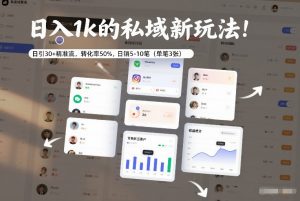 日入1k的私域新玩法:日引30+精准流,转化率50%,日销5-10笔(单笔3张)-虚拟资源库