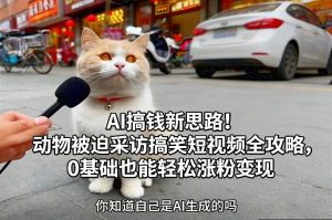 AI搞钱新思路!动物被迫采访搞笑短视频全攻略,0基础也能轻松涨粉变现-淘宝虚拟货源网