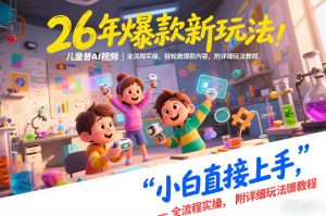 26年爆款新玩法,儿童科普AI视频,全流程实操,轻松做爆款内容,小白直接上手,附详细玩法教程-淘宝虚拟货源网