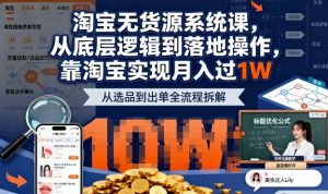 2025最新淘宝无货源系统课,从底层逻辑到落地操作,靠淘宝实现月入过1W(更新)-淘宝虚拟货源网