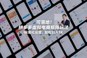 可落地!拼多多虚拟电商矩阵玩法,标准化运营,轻松日入1K+【揭秘】-虚拟资源库