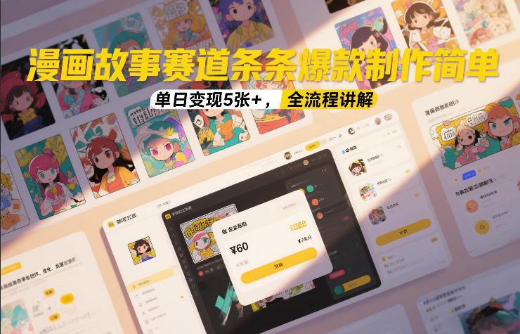 漫画故事赛道条条爆款制作简单,单日变现5张+,全流程讲解-第一资源库