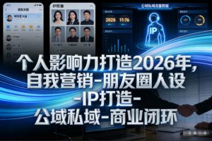 个人影响力打造2026年,自我营销-朋友圈人设-IP打造-公域私域-商业闭环-淘宝虚拟货源网