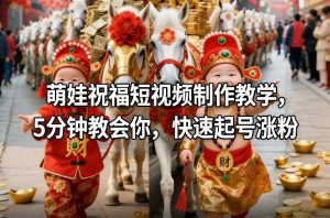 萌娃祝福短视频制作教学,5分钟教会你,快速起号涨粉-虚拟资源库