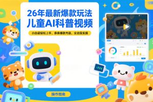 26年最新爆款玩法,儿童AI科普视频,小白请轻松上手,条条爆款内容,全流程实操-淘宝虚拟货源网