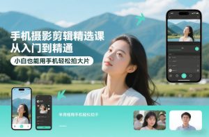 手机摄影剪辑精选课,从入门到精通,小白也能用手机轻松拍大片-淘宝虚拟货源网