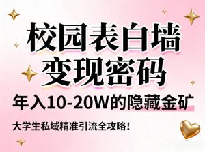 校园表白墙变现密码,年入10-20W的隐藏金矿,大学生私域精准引流全攻略!-淘宝虚拟货源网