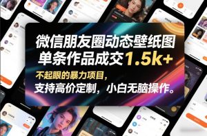 微信朋友圈动态壁纸图,单条作品成交1.5k+,不起眼的暴力项目,支持高价定制,小白无脑操作-虚拟资源库
