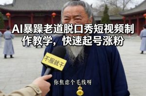 AI暴躁老道脱口秀短视频制作教学,快速起号涨粉-虚拟资源库