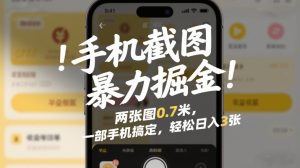手机截图暴力掘金!两张图0.7米,一部手机搞定,轻松日入3张【揭秘】-淘宝虚拟货源网
