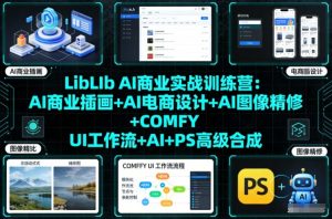LibLIb AI商业实战训练营:AI商业插画+AI电商设计+AI图像精修+COMFY UI工作流+AI+PS高级合成-虚拟资源库