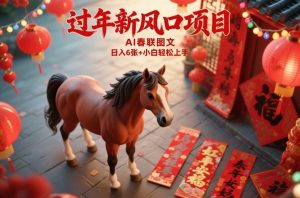 过年新风口项目,用ai春联图文,日入6张+小白轻松上手【揭秘】-淘宝虚拟货源网