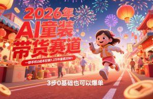 AI童装新春带货赛道,一部手机0成本狂销1.2万件喜提20W+,3步0基础也可以爆单-虚拟资源库