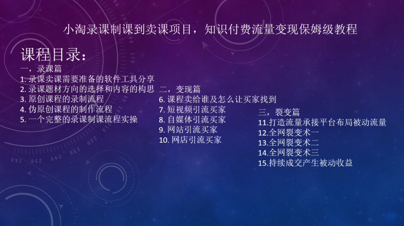 小淘录课制课到卖课项目，知识付费流量变现保姆级教程-虚拟资源库