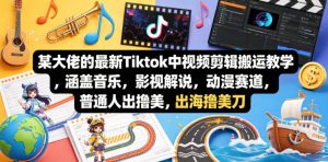 某大佬的最新Tiktok中视频剪辑搬运教学，涵盖音乐，影视解说，动漫赛道，普通人出海撸美刀-虚拟资源库