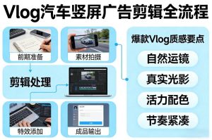 Vlog感觉汽车竖屏广告剪辑脚本全流程,拿捏爆款Vlog质感-虚拟资源库
