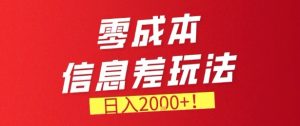 零门槛0成本信息差玩法,日入2k+,长期稳定的副业项目【揭秘】-虚拟资源库