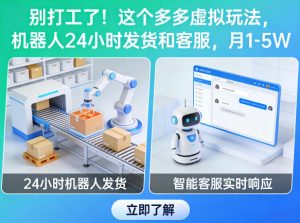 别打工了!这个多多虚拟玩法,机器人24小时发货和客服,月1-5W【揭秘】-虚拟资源库