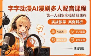 字字动漫AI漫剧多人配音课程,实战教学,案例解析-虚拟资源库