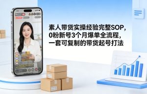 素人短视频带货实操经验完整SOP，0粉新号3个月爆单全流程，一套可复制的带货起号打法-虚拟资源库