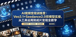 AI视频变现训练营|Veo3.1+Seedance2.0双模型实操,从工具运用到成片变现全教学-虚拟资源库