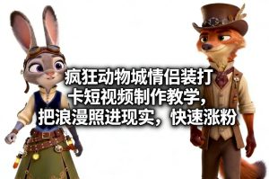 疯狂动物城情侣装打卡短视频制作教学,把浪漫照进现实,快速涨粉-虚拟资源库