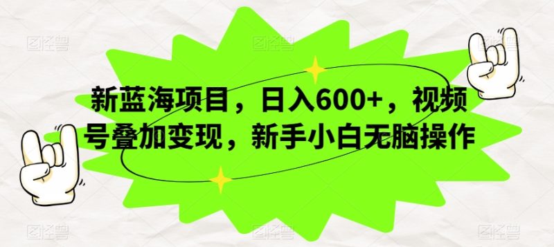 新蓝海项目,日入600+,视频号叠加变现,新手小白无脑操作【揭秘】-虚拟资源库
