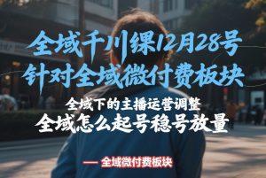 全域千川线下课12月28号,针对全域微付费板块,全域下的主播运营调整,全域怎么起号稳号放量-虚拟资源库
