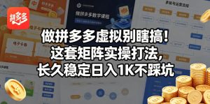 做拼多多虚拟别瞎搞!这套矩阵实操打法,长久稳定日入1K不踩坑【揭秘】-虚拟资源库