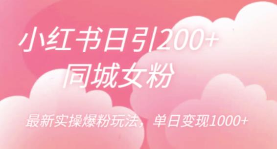 小红书日引200+同城女粉,最新实操爆粉玩法,单日变现1000+【揭秘】-虚拟资源库