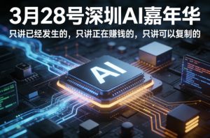 3月28号深圳AI嘉年华,只讲已经发生的,只讲正在賺钱的,只讲可以复制的-虚拟资源库