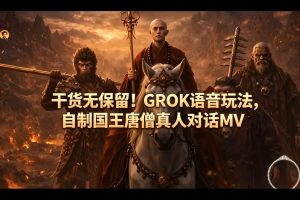 干货无保留!GROK语音玩法,自制国王唐僧真人对话MV-虚拟资源库