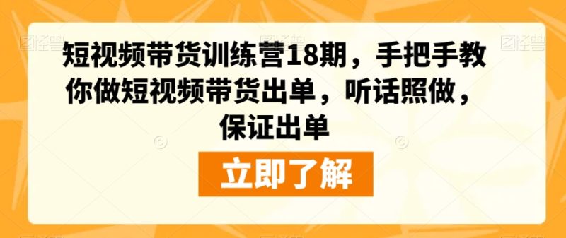 短视频带货训练营18期,手把手教你做短视频带货出单,听话照做,保证出单-虚拟资源库