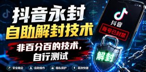 抖音永封自助解封技术,非百分百的技术,自行测试-虚拟资源库