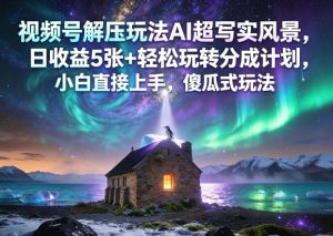 视频号解压玩法AI超写实风景,日收益5张+轻松玩转分成计划,小白直接上手,傻瓜式玩法-虚拟资源库