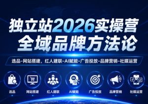 独立站2026实操营,全域品牌方法论,选品-网站搭建,红人建联-AI赋能-广告投放-品牌营销-社煤运营-虚拟资源库