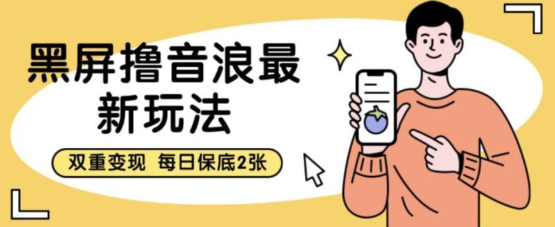 黑屏撸音浪最新玩法,双重变现,每日保底2张【揭秘】-虚拟资源库
