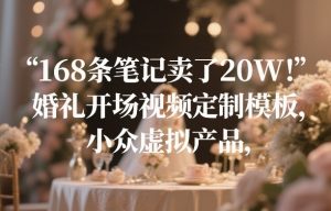 168条笔记卖了20W！婚礼开场视频定制模板，小众虚拟产品-虚拟资源库