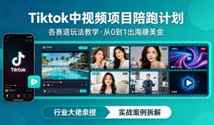 某大佬的Tiktok中视频项目陪跑,涵盖TK各个赛道玩法教学,从0到1出海賺美金-虚拟资源库