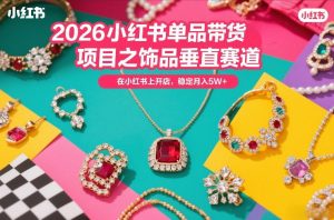 2026小红书单品带货项目之饰品垂直赛道,潮在小红书上开店,稳定月入5W+-虚拟资源库