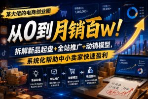 某大佬的电商创业圈从0到月销百W！拆解新品起盘+全站推广+动销模型，系统化帮助中小卖家快速盈利-虚拟资源库