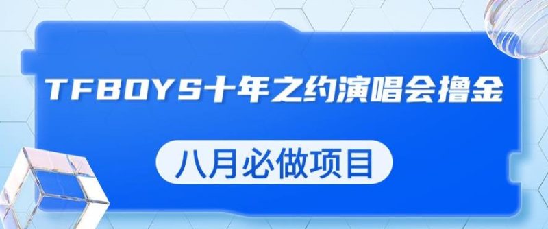最新蓝海项目，靠最近非常火的TFBOYS十年之约演唱会流量掘金，八月必做的项目【揭秘】-虚拟资源库