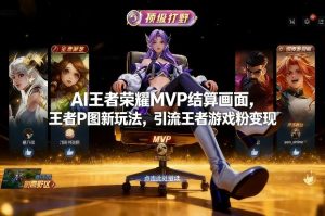 AI王者荣耀MVP结算画面，王者P图新玩法，引流王者游戏粉变现-虚拟资源库