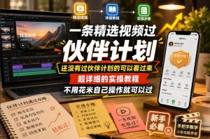 一条精选视频过伙伴计划,还没有过伙伴计划的可以看过来,超详细的实操教程,不用花米自己操作就可以过-虚拟资源库