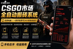 24小时自动监控CS饰品市场,手机即可完成全部操作实现自动搬砖盈利,日入300+【揭秘】-虚拟资源库