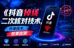 抖音掉线二次核对技术，外来技术，效果自测-虚拟资源库